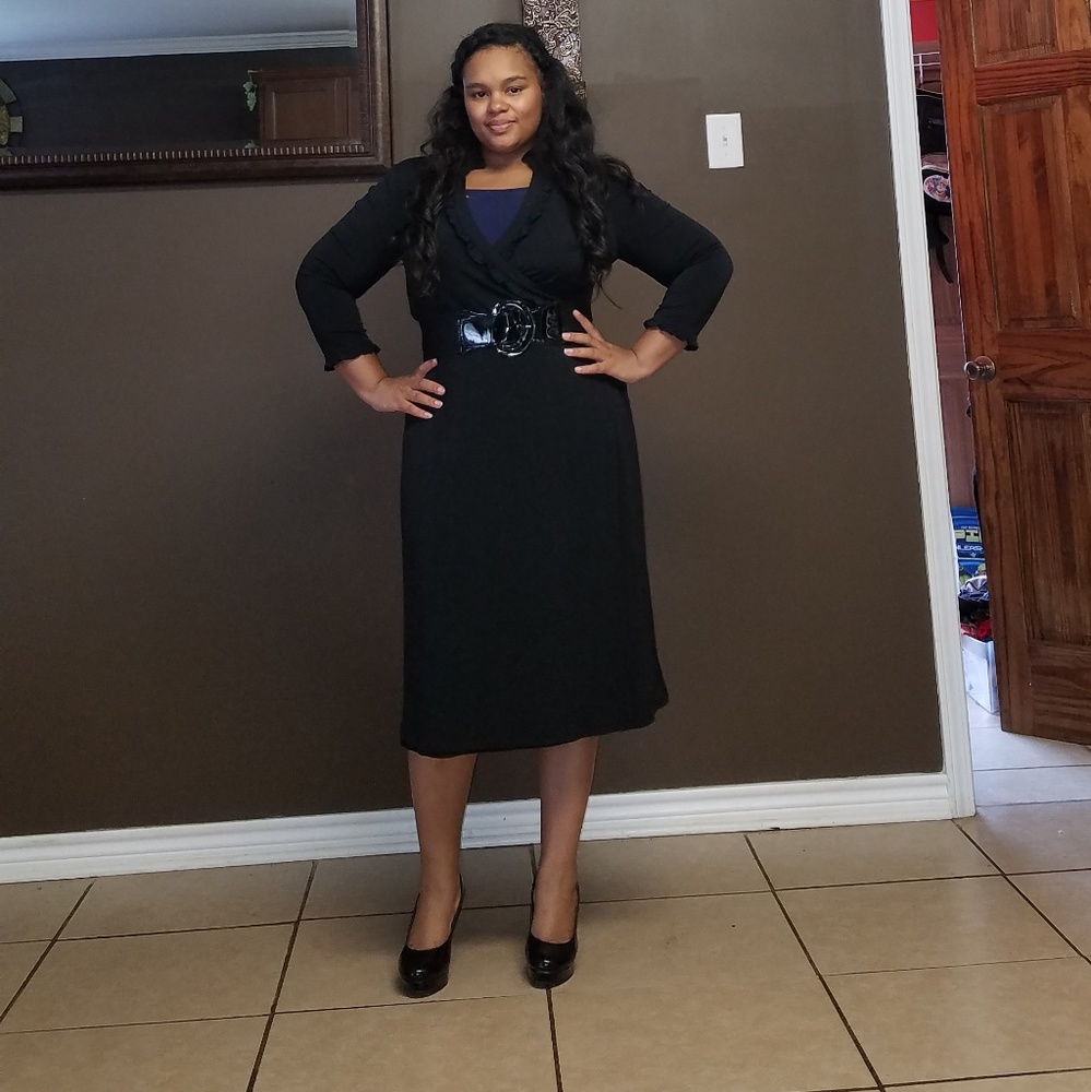 Merona black, long sleeve midi dress